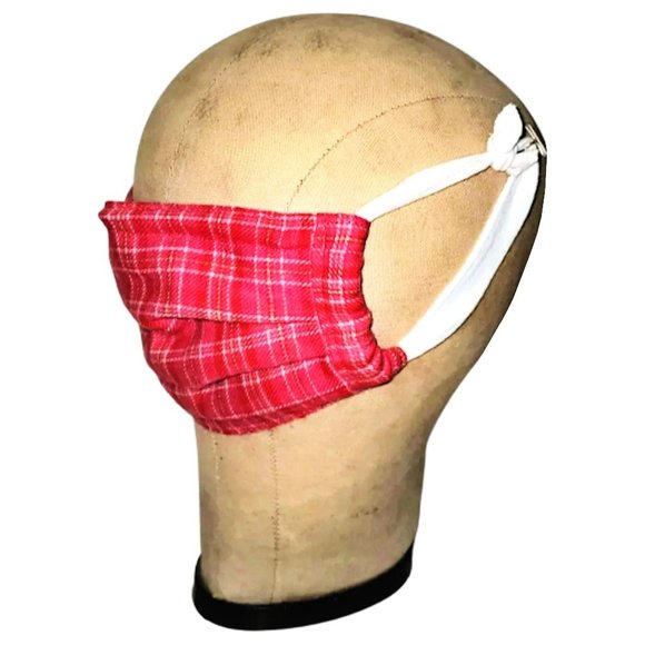 Hand Crafted Accessories - Cottagecore Country Plaid Brushed Cotton Face Mask Pocket Nose Wire Adjustable